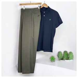 Eddie Bauer Khaki Wrinkle Stain Resistant Relaxed Khaki Chino Pants 34